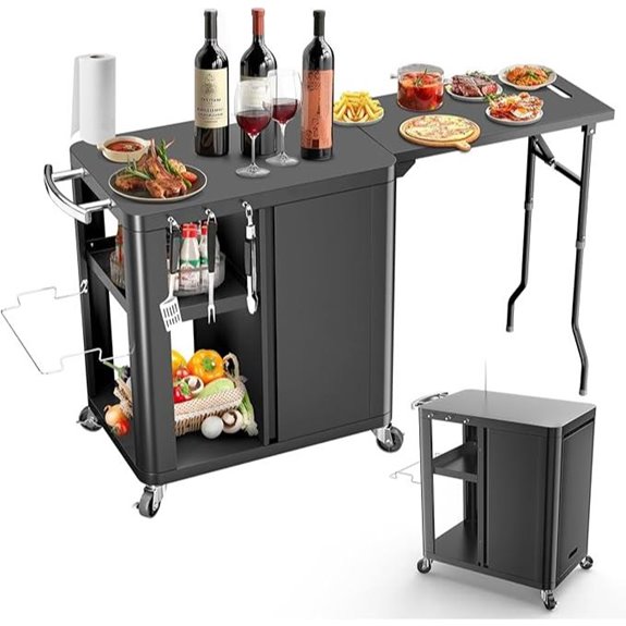 Outdoor Grill Cart with Storage and Large Tabletop
