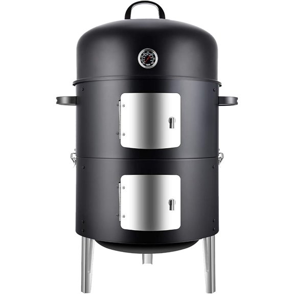 Realcook 17-Inch Steel Charcoal Smoker for Outdoors