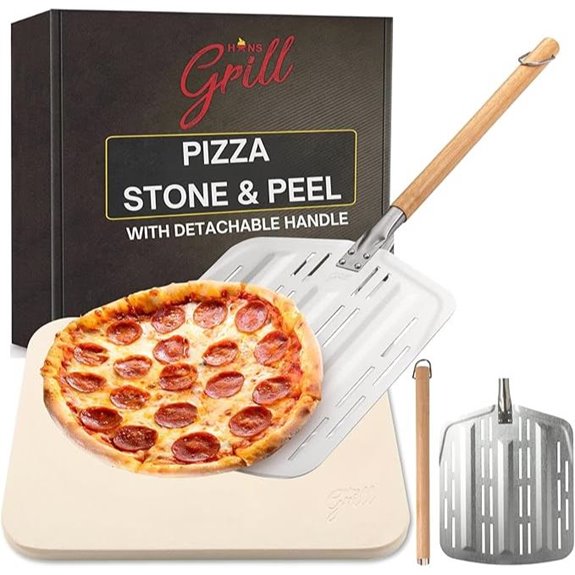 Hans Grill XL Pizza Stone & Aluminum Peel Set