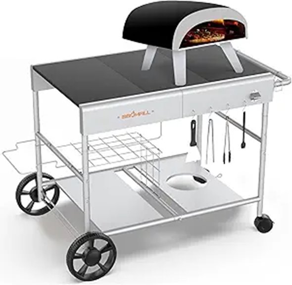 Upgraded Pizza Oven Cart for Ooni & Grill Accessories