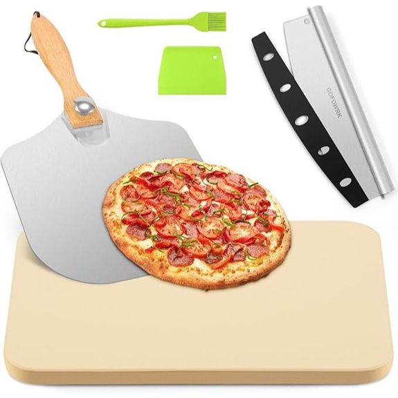 Pizza Stone 5-Piece Set with Pizzas Peels and Cutter