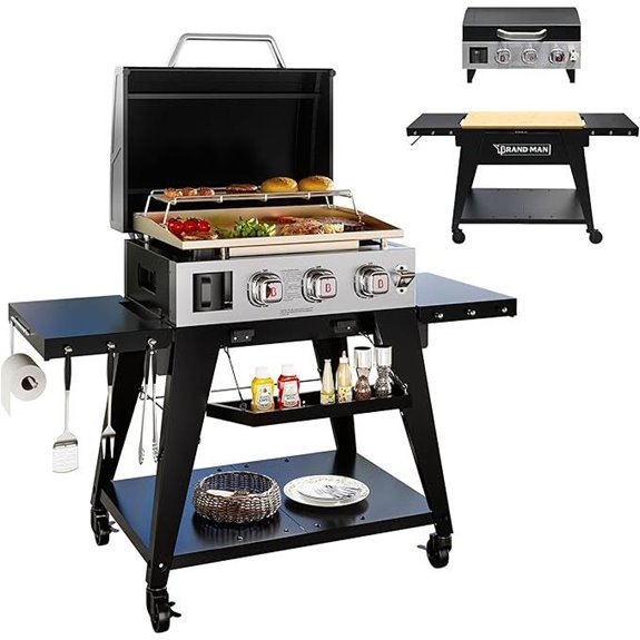 Brand-Man 3-Burner Portable Propane Gas Griddle