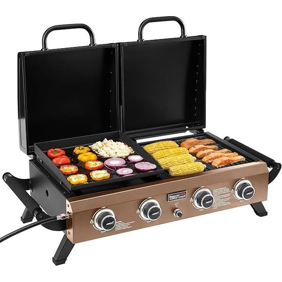 GD4002TPY Portable 4-Burner Gas Grill & Griddle Combo