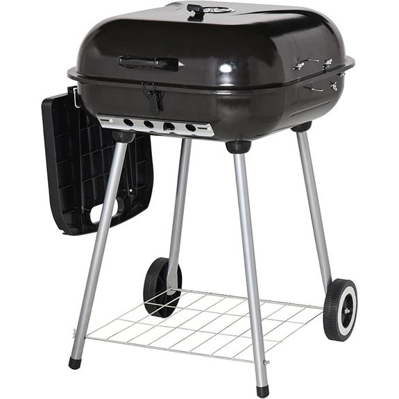 Outsunny Portable Charcoal Grill with Shelves and Vents