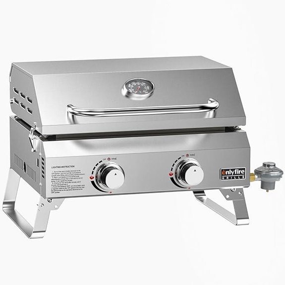 Portable Double Burner Gas Griddle with Lid