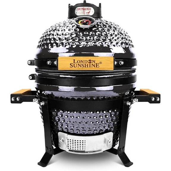 Ceramic BBQ Charcoal Kamado Grill 13 inch Portable Tabletop BBQ Bright Gray