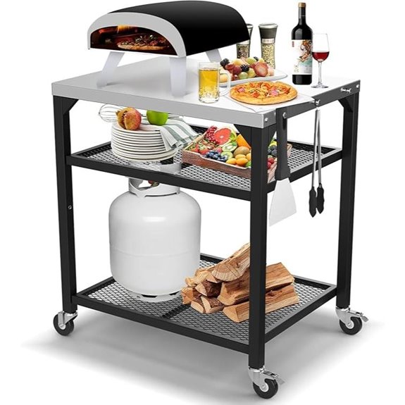 Movable Pizza Oven Table for Ooni Ninja Grills