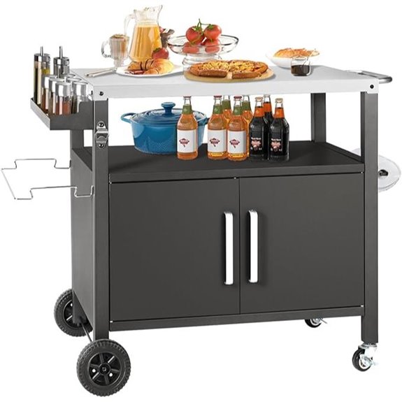 Movable Outdoor Kitchen Cart with Storage and Stainless Steel