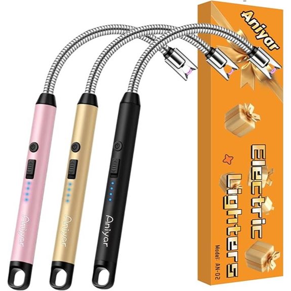3-Pack Rechargeable Electric Lighters with Flexible Neck