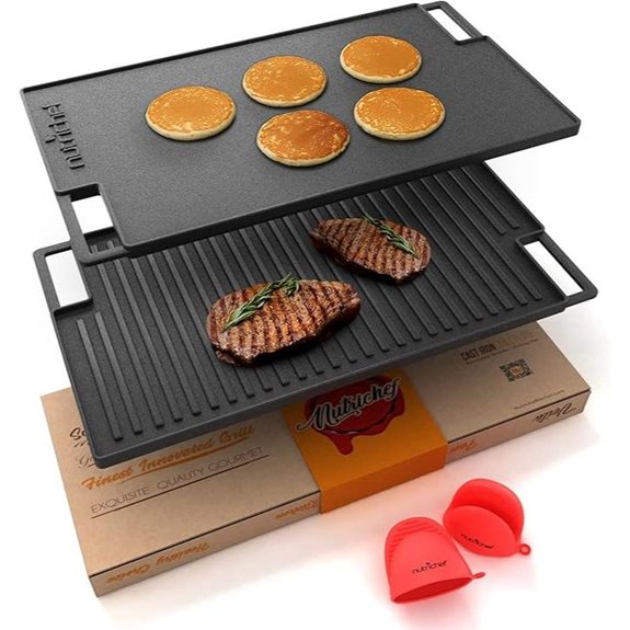 NutriChef 18-Inch Reversible Cast Iron Grill Plate