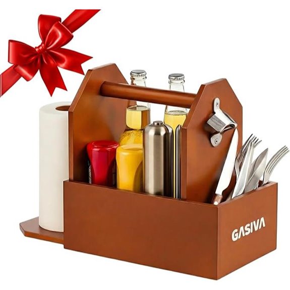 Rustic Grill Caddy with Paper Towel Holder and Utensil Storage