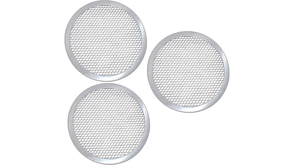 set of 3 aluminum pizza screens