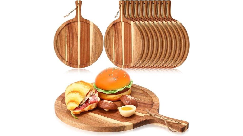 set of six wooden pizza peels