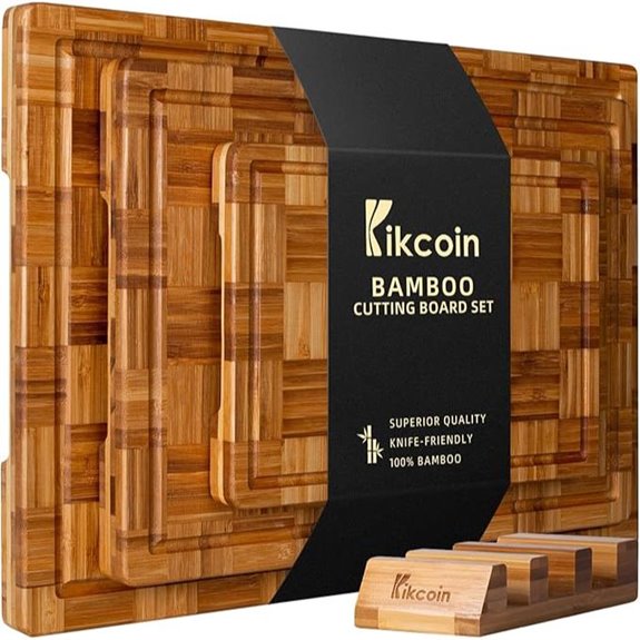 Kikcoin Large Bamboo Cutting Boards (Set of 3)