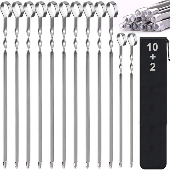 17 Stainless Steel Kabob Skewers 12-Pack
