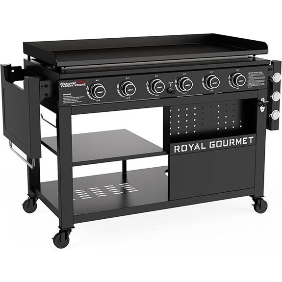 Royal Gourmet 6-Burner Propane Gas Griddle with Side Tables