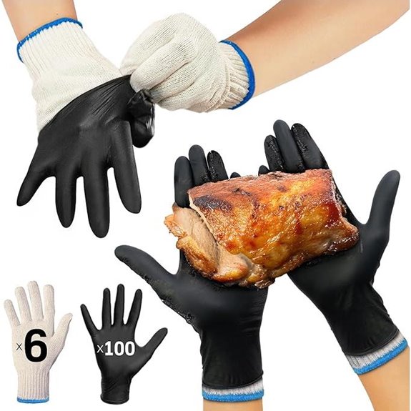 Raxwell BBQ Gloves (6 Cotton Liners & Nitrile Gloves)