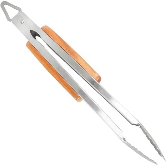 BBQ-AID Pro Stainless Steel & Wood Grill Tongs