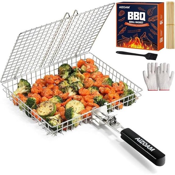 Stainless Steel Grill Basket with Removable Handle
