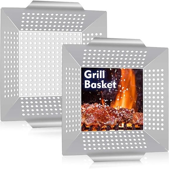 HaSteeL 8” Stainless Steel BBQ Grill Basket Set