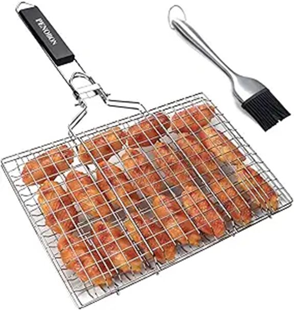 Folding Stainless Steel Fish & Veggie Grill Basket Set