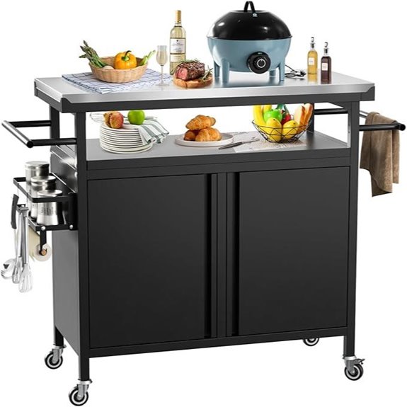 Outdoor Grill Cart with Storage & Stainless Steel Top
