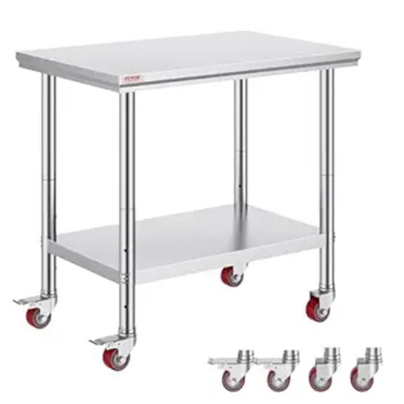 Vevor Stainless Steel Work Table with Wheels