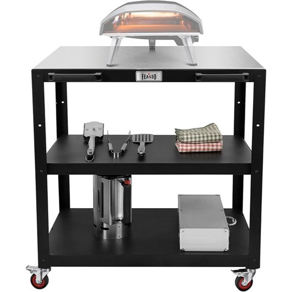 Large Stainless Steel Pizza Oven Cart with Wheels
