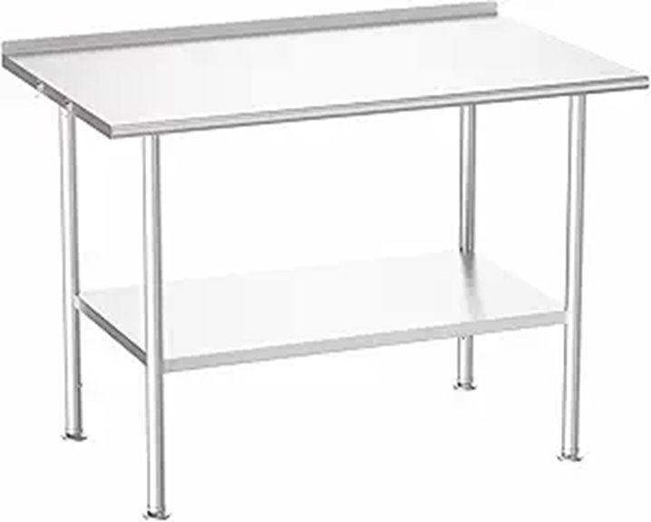 All-Stainless Steel Prep Table with Backsplash and Shelf