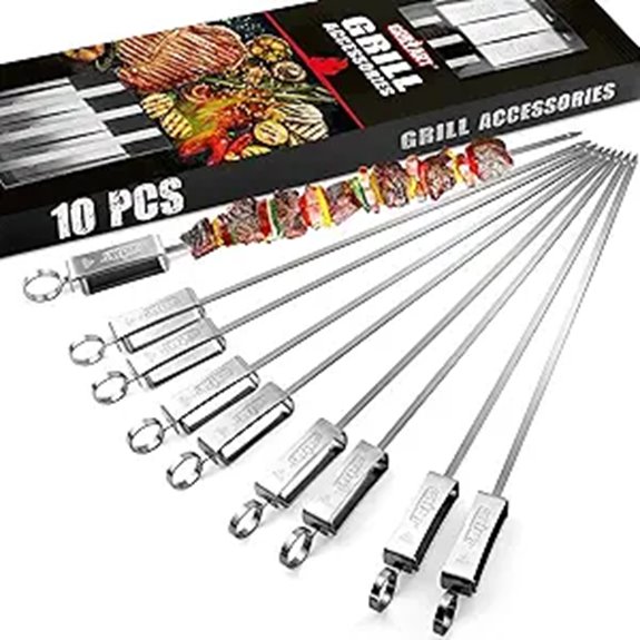 GRILLART Stainless Steel Kabob Skewers (10 Pack)