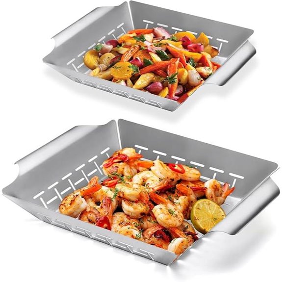 2 Pack Stainless Steel Vegetable Grill Baskets