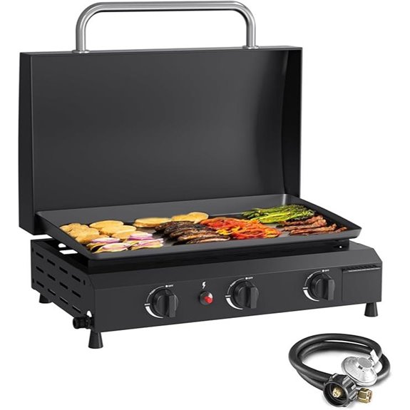 SKOK 3-Burner Gas Griddle with Hood 23.3