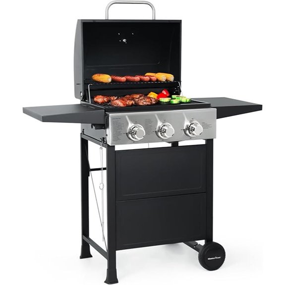 MASTER COOK 3-Burner Propane Gas Grill with Shelves