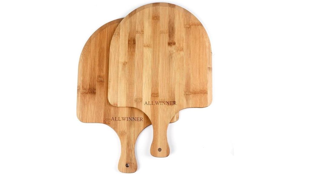 two 12 inch bamboo paddles