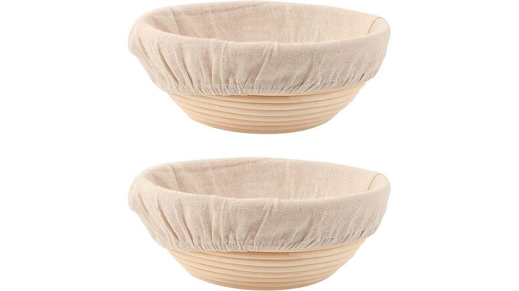 two bread proofing baskets