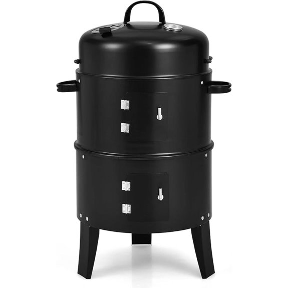 HAPPYGRILL 3-in-1 Charcoal Smoker Grill with Thermometer