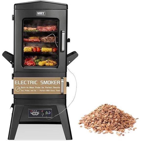 Large Vertical Electric Smoker Grill with Cover