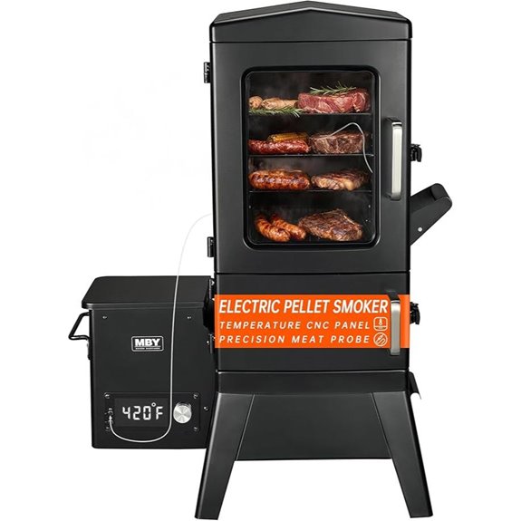 Vertical Pellet Smoker with Cover & Meat Probe