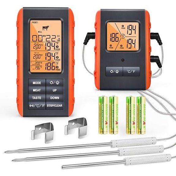 Wireless Meat Thermometer with 3 Probes for BBQ