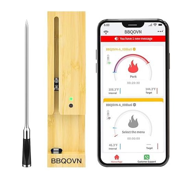 Bluetooth Meat Thermometer with 800FT Range and NIST Cert