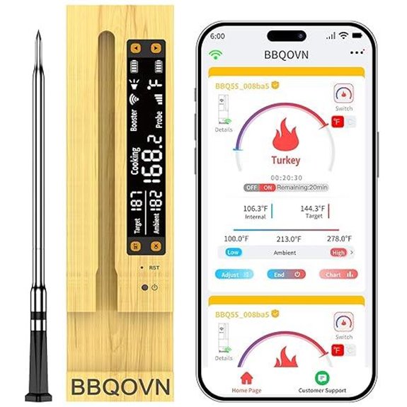 WiFi Meat Thermometer with Smart Base and Sensors
