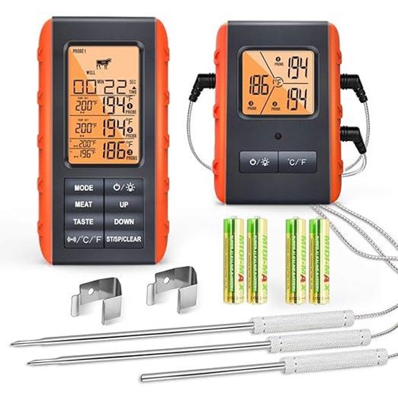 Wireless Meat Thermometer with 3 Probes for Grilling
