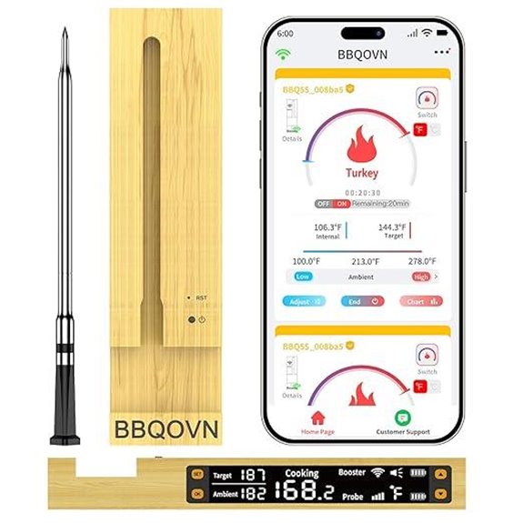 WiFi Meat Thermometer with 7 Sensors and Remote Monitoring