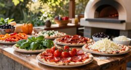 arrange toppings for quick outdoor pizza