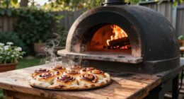 baking cinnamon rolls outdoors