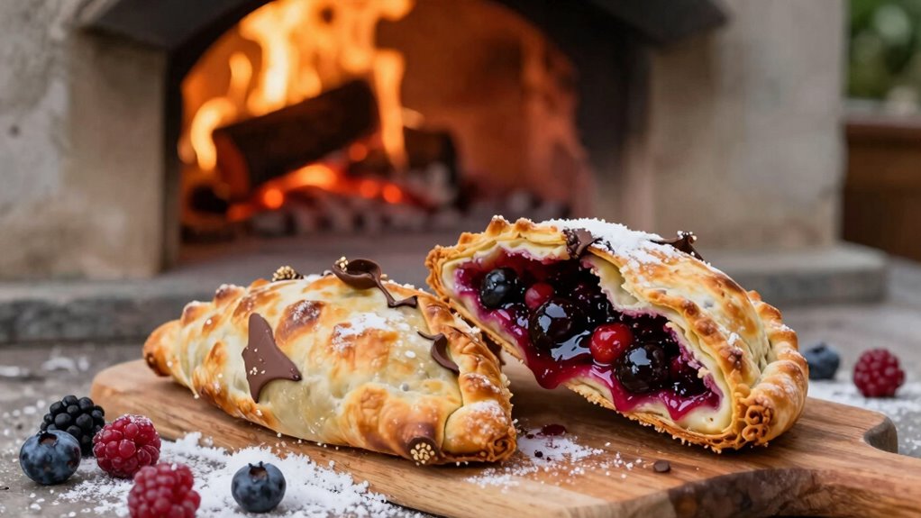 baking sweet calzones outdoors