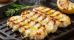 grill halloumi carefully securely