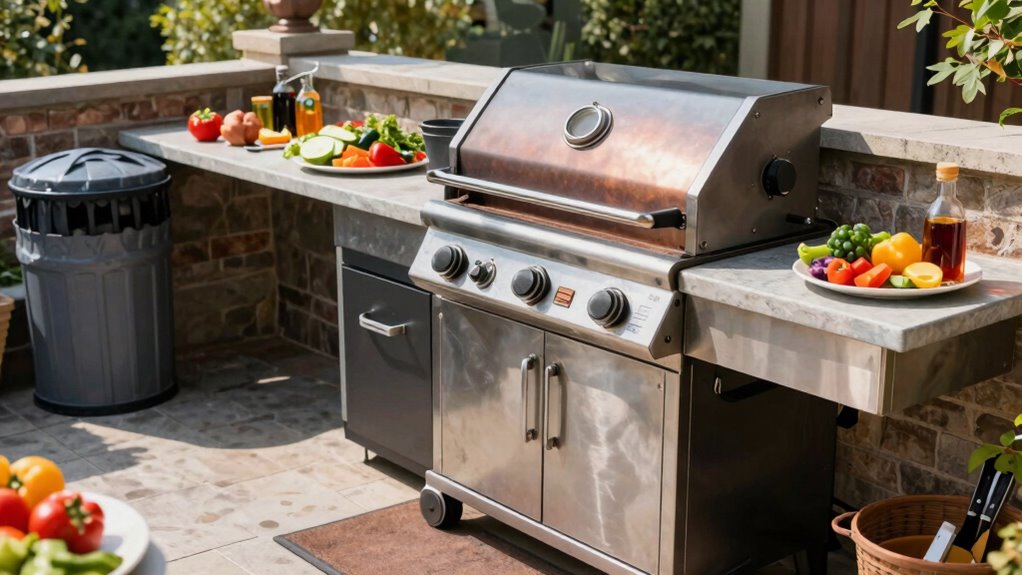 maintain clean outdoor cooking area