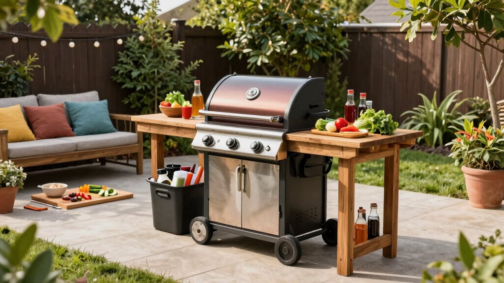 organize grilling and prep area