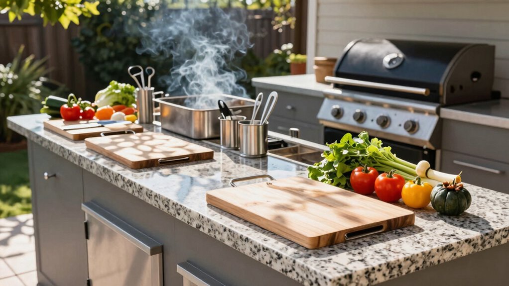 organized outdoor cooking space